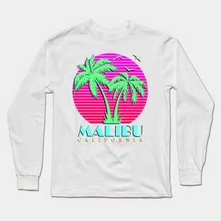 Malibu California Palm Trees Sunset Long Sleeve T-Shirt